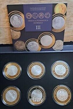 2013 Mexico Bimetallic SERIE III Silver 6 coins Herencia Numismatica box & COA
