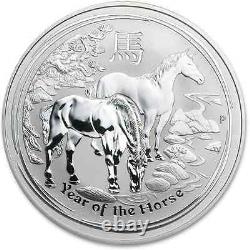2014 5 oz (five oz) BU Silver Australian Perth Mint Lunar Year Horse Coin SKU155