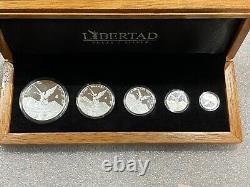 2014 Mexican Libertad 5 Coin Silver Proof Set Coa 555 Of 1000