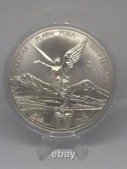 2014 Mexico 5oz Libertad. 999 Silver Brilliant Uncirculated Coin in Capsule
