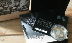 2014 Outbreak Anniversary 1st World War £2 Silver Proof Piedfort Coin Box COA