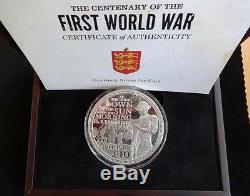 2014 Silver Proof 5oz Guernsey £10 Coin Box + Coa First World War Cent 1/450