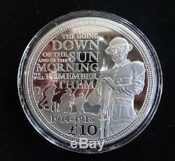 2014 Silver Proof 5oz Guernsey £10 Coin Box + Coa First World War Cent 1/450