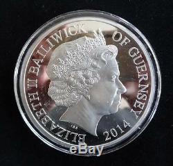 2014 Silver Proof 5oz Guernsey £10 Coin Box + Coa First World War Cent 1/450