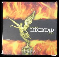 2015 1 Oz. Silver Burning Libertad OGP & COA OTQ2517/JLN