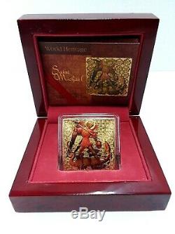 2015 2$ World Heritage St. Michael 1 Oz Gilded Silver Coin Coa