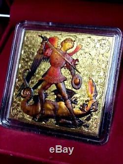 2015 2$ World Heritage St. Michael 1 Oz Gilded Silver Coin Coa
