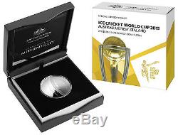 2015 ICC Cricket World Cup $5 Silver Proof Domed Coin + Free Signed Cricket Ball
