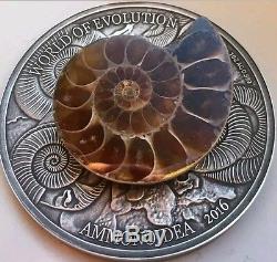 2016 1 Oz Silver AMMONITE World of Evolution Coin 1000 Francs Burkina Faso