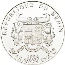 2016 Benin 1 oz Silver 1000 Francs CFA Cannabis Leaf BOX & COA