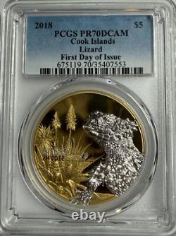 2016 Cook Islands $5 Silver 1 OZ LIZARD PCGS PR70DCAM FIRST DAY OF ISSUE RARE