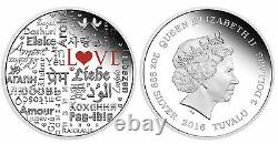 2016 Perth Mint Language of Love 2 OZ $2 two dollar SILVER PROOF COIN TUVALU