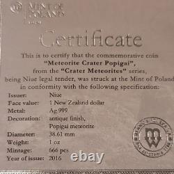 2016 Popigai Meteorite Crater 1 oz silver coin