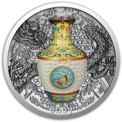2016 Qing Dynasty vase proof silver coin with real porcelain