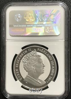 2017PM Falklands Reverse Proof Silver Crown, Britannia with Motto NGC PF 70 ER
