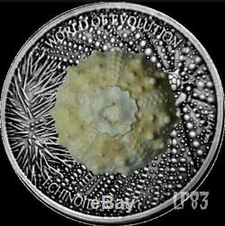 2017 1 Oz Silver 1000 Francs ECHINOIDEA World of Evolution Antique Finish Coin