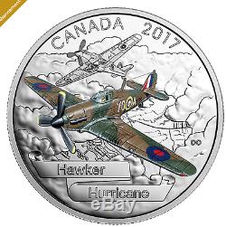 2017 1 oz. Pure Silver Coin Aircraft of The Second World War Hawker Hurrican