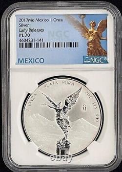 2017 Mexico 1 oz reverse proof silver Libertad NGC PL 70 ER 1,050 minted