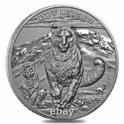 2017 Mongolia 500 Togrog Snow Leopard Antiqued 1 oz. 999 Silver Coin 999 Made