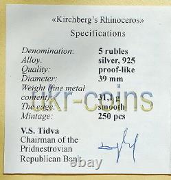 2017 Transnistria Fossil Rhinoceros Silver Proof Coin Prehistoric Animal Fauna