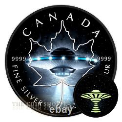 2017 UFO Glow in the Dark 1 oz pure silver Maple Leaf coin