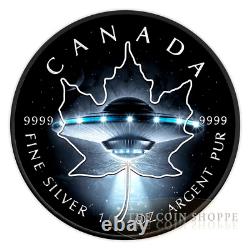 2017 UFO Glow in the Dark 1 oz pure silver Maple Leaf coin