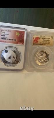 2018Silver Coins NGC and PCGS Ms 69 Silver 999 Coins China Panda And Australia