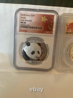 2018Silver Coins NGC and PCGS Ms 69 Silver 999 Coins China Panda And Australia