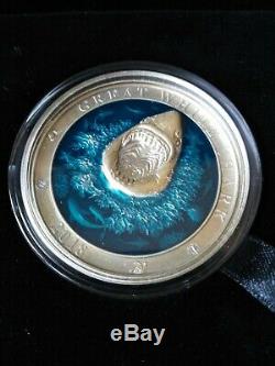 2018 Barbados Underwater World Great White Shark Coloured 3oz Silver $5 Coin