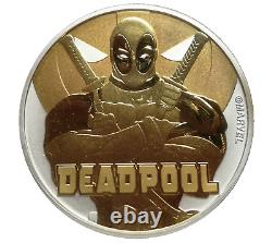 2018 Gilded Silver Deadpool 1Oz. 999 24k Gilded Coin PM Edition