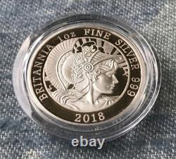 2018 Great Britain 1 Oz Proof Silver Britannia in Original Mint Packaging withCOA