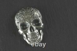 2018 Palau La Catrina Skull 1 oz. 999 Silver antiqued in tin Day of the Dead