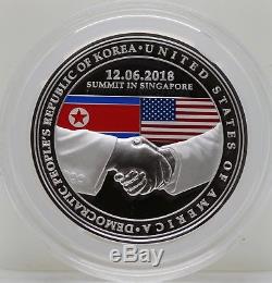 2018 Singapore Trump Kim USA Korea Summit Peace 1 Oz Proof Silver Coin JY862