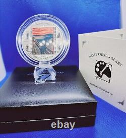 2018 THE SCREAM Edvard Munch- Masterpieces of Art-3 oz Silver Coin withSwarovski