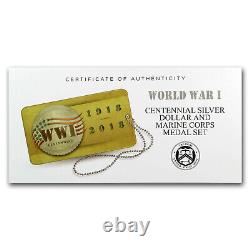 2018 World War I Centennial Silver Dollar Marine Corps Medal Set SKU#159199