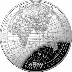 2019 1812 A NEW MAP OF THE WORLD COOK'S TRACKS Silver Proof Dome Coin