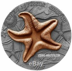 2019 2 Oz Silver Niue $2 STARFISH World Of Fossil Antique Finish Coin