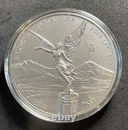 2019 5 oz Mexico Silver Libertad Antiqued Finished in Capsul