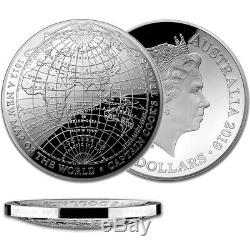 2019 Australia 1 Oz Silver $5 Map Of The World Proof Coin Captain Cooks Tracks