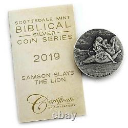 2019 Biblical Series Samson Slays the Lion 2 oz Silver Coin