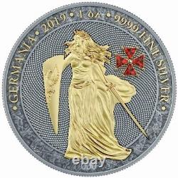 2019 Germania 5 Mark Red Crystal Cross 1oz. 9999 Silver Coin Box & COA /500pcs