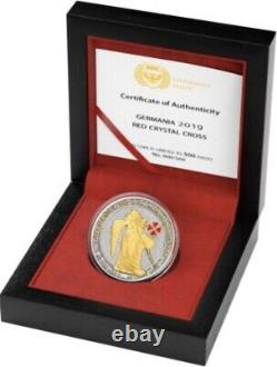 2019 Germania 5 Mark Red Crystal Cross 1oz. 9999 Silver Coin Box & COA /500pcs