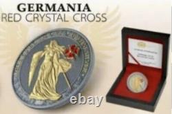 2019 Germania 5 Mark Red Crystal Cross 1oz. 9999 Silver Coin Box & COA /500pcs