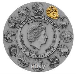 2019 Lernaean Hydra Twelve Labours of Hercules 2 oz Pure Silver Coin