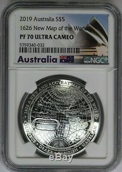 2019 NGC Australia $5 1626 New Map of the World PF70 UC 3D Domed Silver Coin
