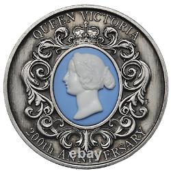 2019 QUEEN VICTORIA 200TH ANNIVERSARY 2oz $2 SILVER Antiqued Cameo COIN