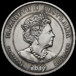 2019 QUEEN VICTORIA 200TH ANNIVERSARY 2oz $2 SILVER Antiqued Cameo COIN