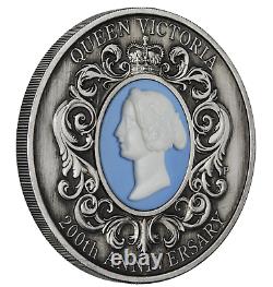 2019 QUEEN VICTORIA 200TH ANNIVERSARY 2oz $2 SILVER Antiqued Cameo COIN