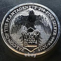 2019 Queen's Beast Falcon of Plantagenets 2 oz. 9999 Silver UK Coin Brexit