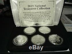 2019 SOLID SILVER 5 PIECE WORLD CLASS COIN SET WithDISPLAY(METAL) BOX & CERT! LOOK
